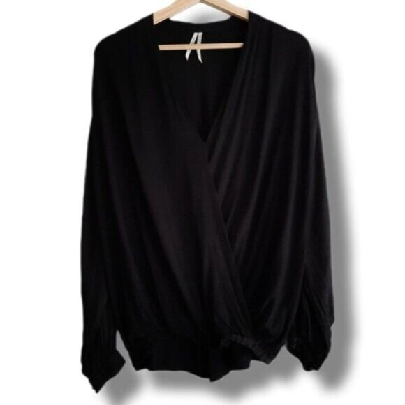 ANTHROPOLOGIE NWOT Kesia Faux Wrap Drape Surplice Satin Sleeve Top Sz XS - Picture 2 of 15